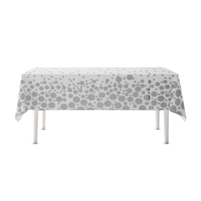 White tablecloth with silver dots 130x200 cm