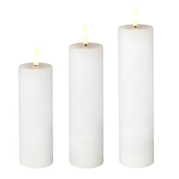 LED wax candle set 3x white - 15/17.5/20 cm