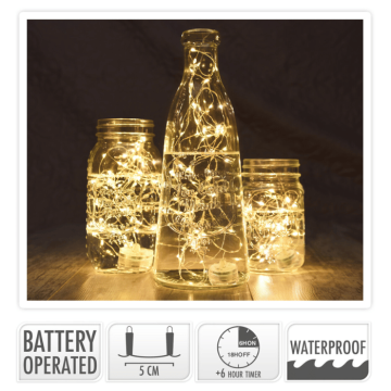 LED String Lights 20 LED Warm White Waterproof - 95 cm