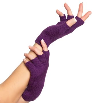 One-size fingerless gloves for women in purple