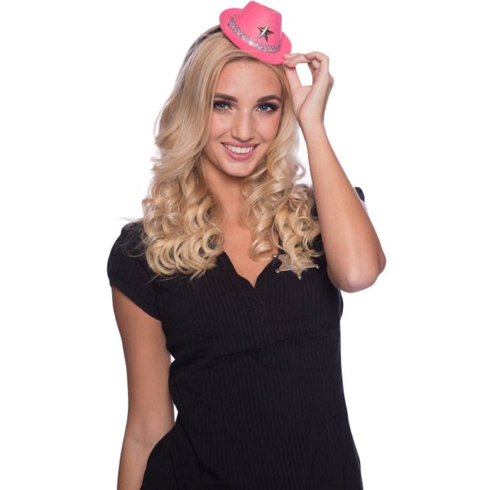Pink mini cowboy hat with star - onesize