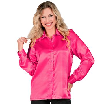Pink satin disco shirt for women