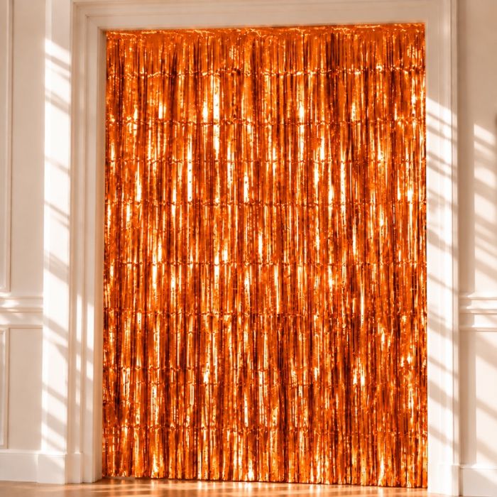 Orange Glitter Curtain - 100 x 240 cm