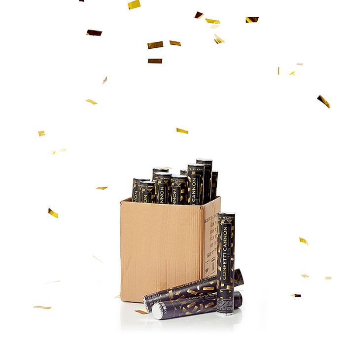 Gold Confetti Tube 40 cm PartyVikings 50x - Metallic Rectangular