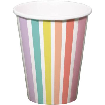 Paper Cups with Pastel-Coloured Stripes 6x - 250 ml
