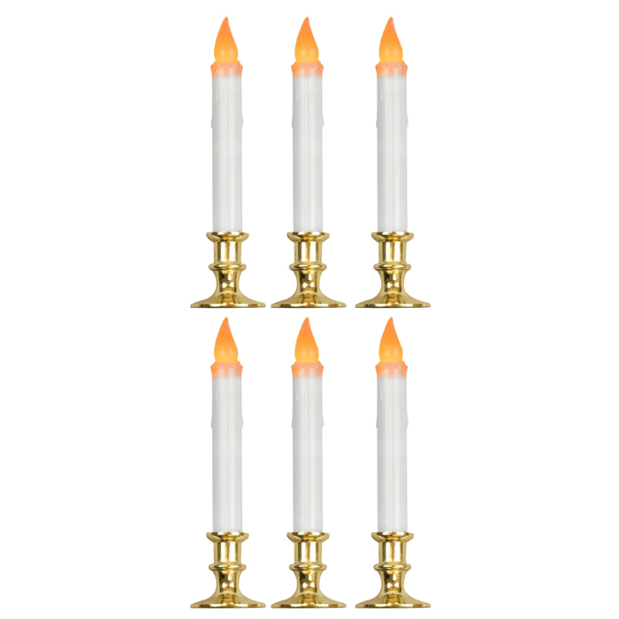 LED taper candles 6x with timer - 23 cm