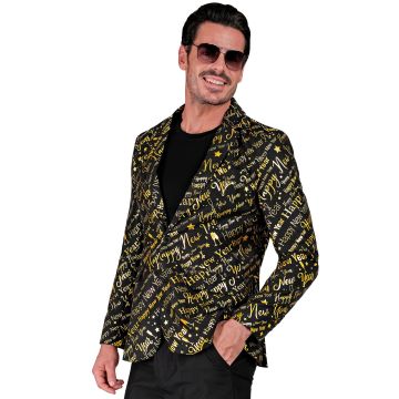 Black New Year Jacket with Sparkling Text