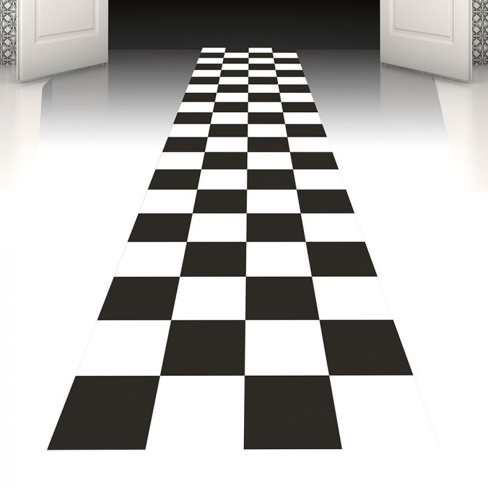 Black and white checked runner - 450x60 cm