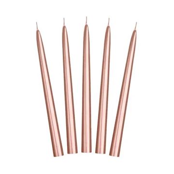 Taper candles Metallic Rose Gold Candles 10x - 24 cm