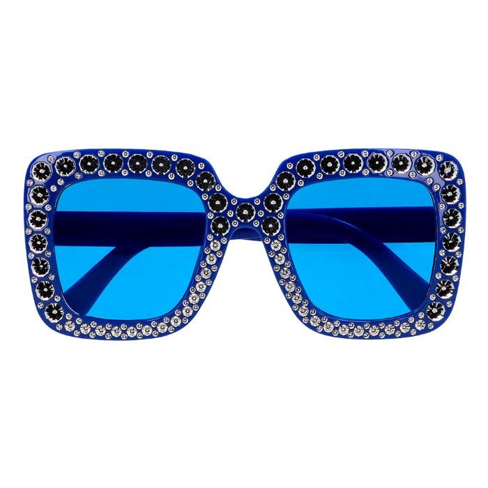 Blue bling disco glasses