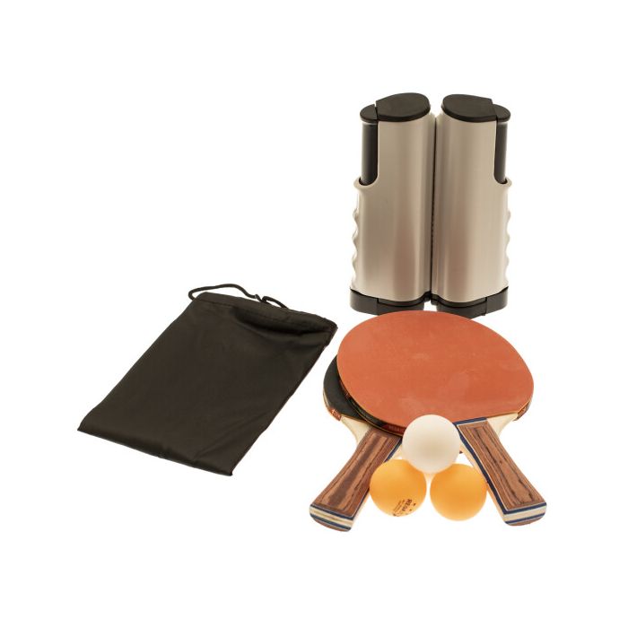 Table tennis set with adjustable net, 2 paddles and 4 balls 