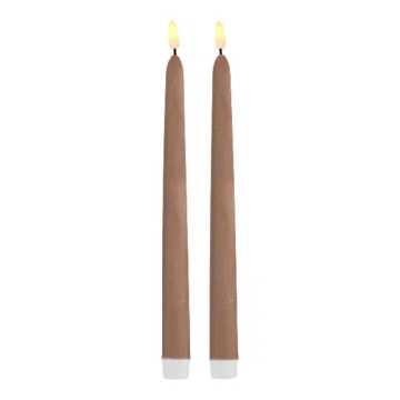 LED candle lights 2x brown - 2x25 cm