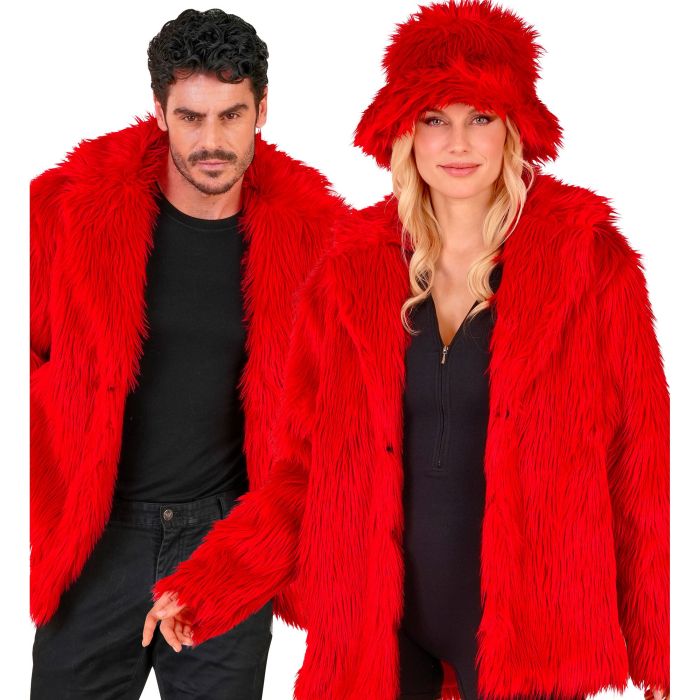 Red Fur Jacket with Rocker Vibe for the Party