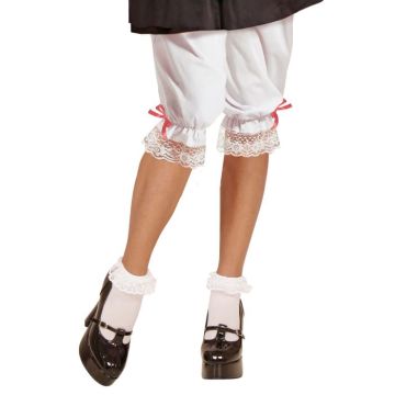 White Tyrolean knickerbockers with lace trim for women