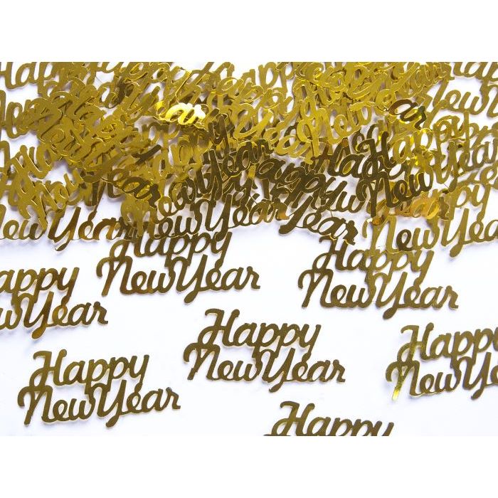 Gold Happy New Year table confetti 3 g - 4x2 cm