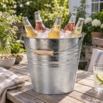 Galvanised Iron Bucket with Wooden Handle 10 Litres