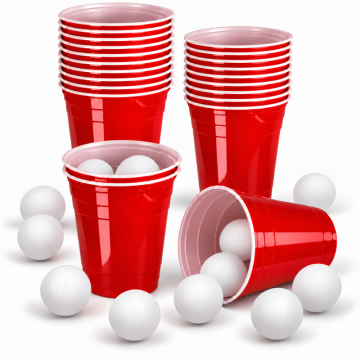 Beer pong set including 22 cups and 15 balls