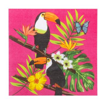 Toucan napkins pink 20x - 33x33 cm