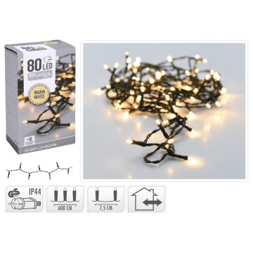 LED Fairy Lights 80 LED Warm White with Plug - 6 m