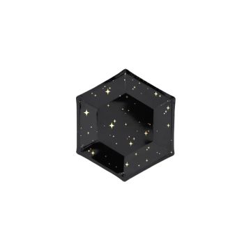 New Year's disposable plates black 6x - 20 cm