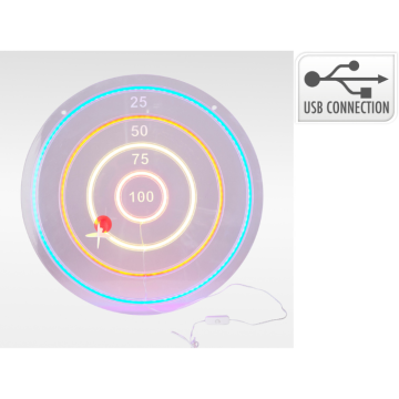 LED Neon Dartboard with 6 Darts - 45x45x1.4 cm