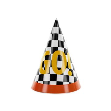 Party hats with checkered flag 6x - 16x11 cm