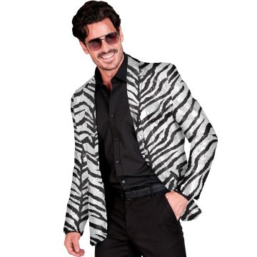 Silver Zebra Sequined Jacket for Parties