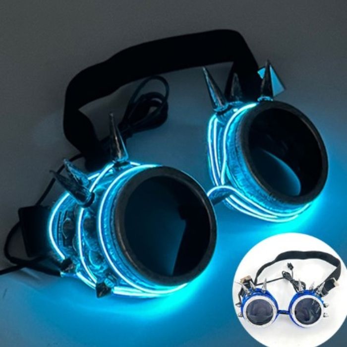 LED glasses with spikes blue - onesize