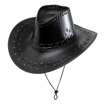 Black cowboy hat with leather look