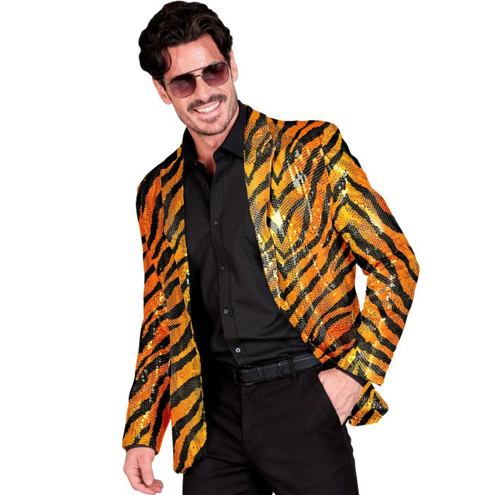 Orange Tiger Sequin Jacket for Parties