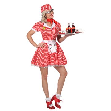 50s Waitress Costume for Ladies in Red