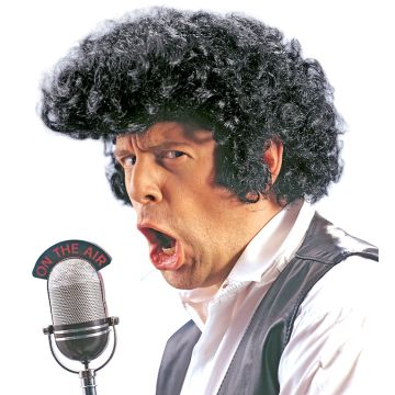Rock'n'roll black curly wig - onesize