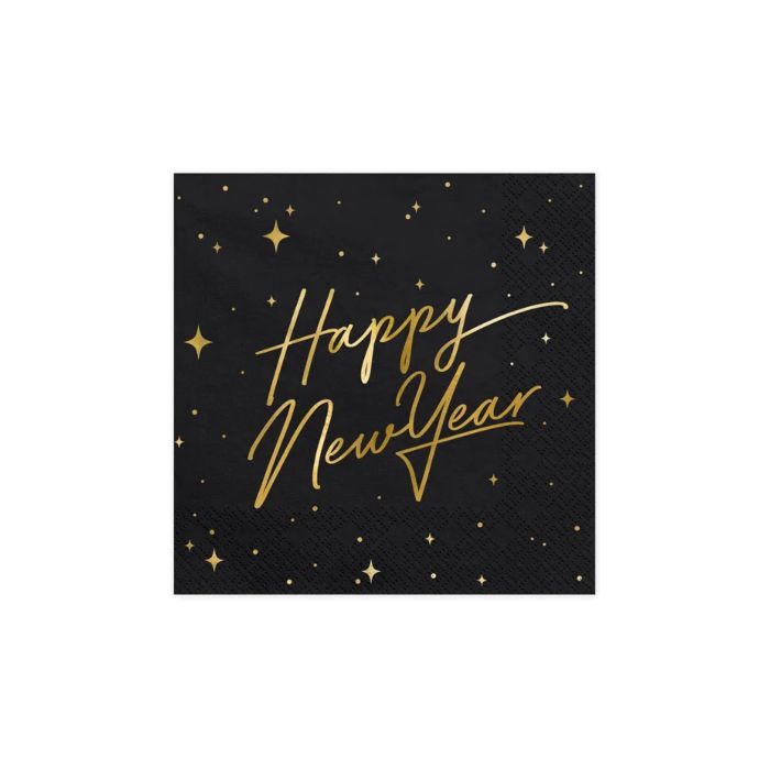 New Year's napkins happy new year black 20x - 33x33 cm