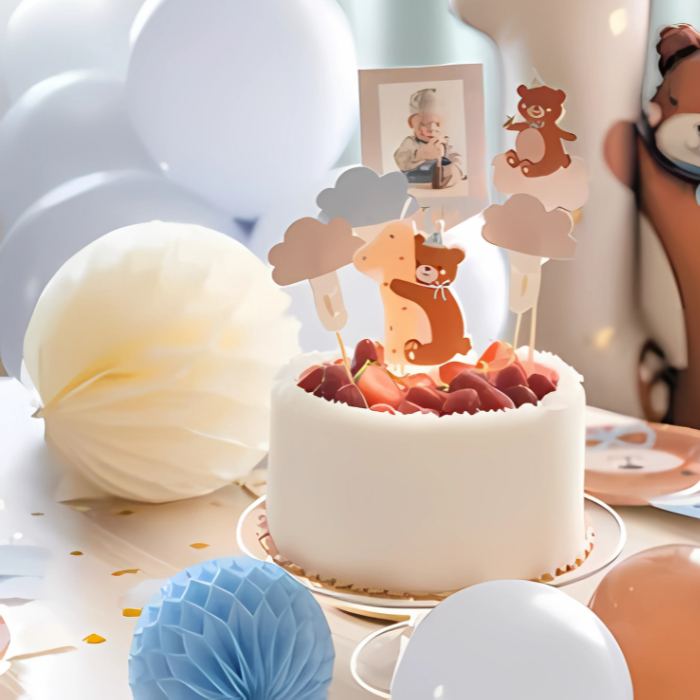 Bear cake candle 1 year - 7 cm
