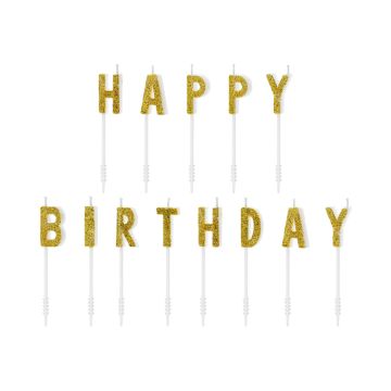 Gold happy birthday candles - 2.5 cm