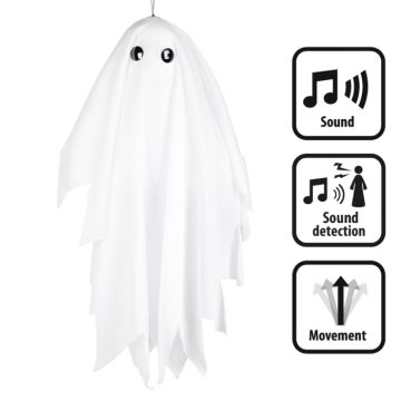 Shaking Halloween ghost with sound for hanging - 48 cm
