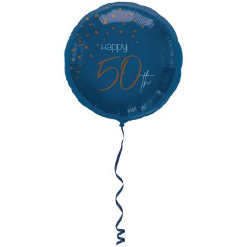 "Happy 50th" Foil Balloon Blue - 45 cm
