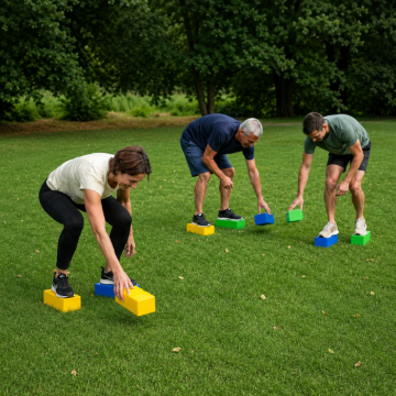 Team game for relay races with building blocks 9x - non-slip blocks for indoor and outdoor play
