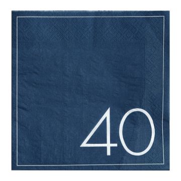 40th Birthday Napkins in Blue 16x