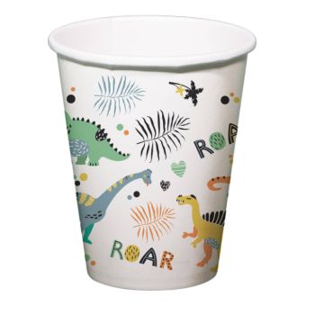 Paper cups with dinosaur designs 6x - 250 ml