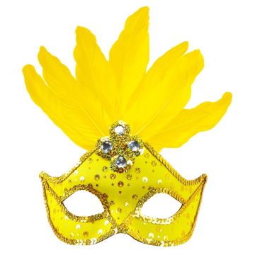 Yellow Brazilian Mask with feathers