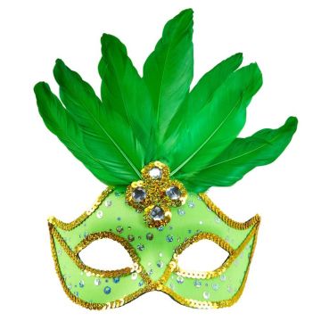 Green Brazilian Mask with feathers