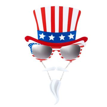 USA glasses with top hat and beard