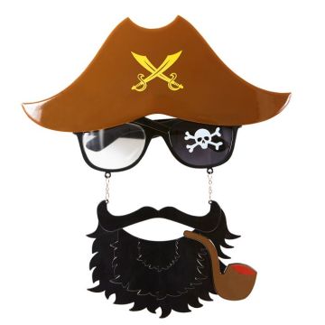 Pirate glasses with beard and captain's hat