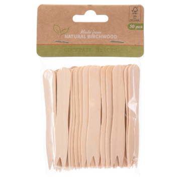 Cocktail gaffel i træ 85 mm - 50x