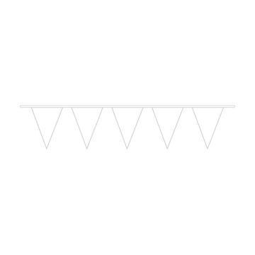 Hvid Plastik Flagguirlande - 10 meter