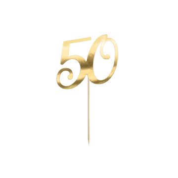 50 Years Cake Decoration Gold - 20.5 cm