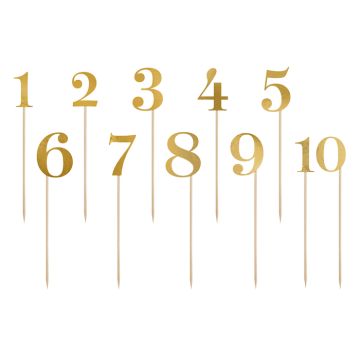 Gold Numbers on Wooden Sticks 11x - 25.5 cm