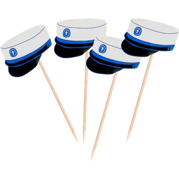 Blue Graduation Cap Food Picks 30x - 7.5 cm