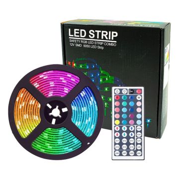 Farveskiftende LED strip 5 meter Inkl. Fjernbetjening